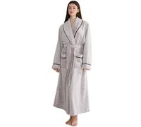 CRETUAO Bata Larga de Polar para Mujer/Hombre, Suave y acogedora Bata de SPA de Franela, Pijama Unisex de Felpa cálida para el Invierno,Women Brown,L