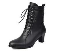 CRETUAO Botines victorianos de Encaje para Mujer, cómodos, con Punta Redonda, para Boda, Novia, tacón de Gatito, para Fiesta, Botas Retro de tacón bajo con Cordones,2 Black,45 EU