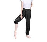 CRETUAO Pantalones de Baile Pantalones de Calentamiento de Ballet Pantalones Sueltos Pantalones de ruidón Suaves Delgados Pantalones de Gimnasia livianas,Negro,S