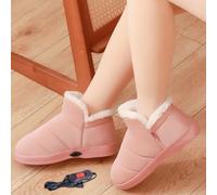 CRETUAO Zapatillas Calefactables Termicas Calentador de Pies Electrico Calentadores Calentamiento RáPido Durante 50 Horas Con Una Sola Carga y Dos Niveles,Pink a 26 (34 37)