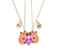 Cretvestsar 2 collares Capybara BFF, collares a juego con colgante de corazón, bonito regalo de joyería de animales para niñas, joyería para graduación, cumpleaños, regalos de Navidad, talla única