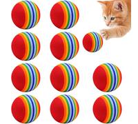 Cretvestsar Paquete de 10 bolas inflables de gato arcoíris - 4,2 cm EVA interactivas para gatos de interior, juguetes duraderos para jugar ejercicio