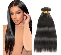 Creuost 1B Natural Black Cabello humano Bundles Double Weft Straight Extensions With Minimal Tangle Unprocessed Brazilian Virgin Remy Hair Extension Soft and Silky For Women 22 22 22 Inch