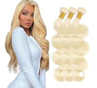 Creuost 22 24 26 Inch #613 Color Human Hair Extension Unprocessed Brazilian Light Blonde Body Wave Bundles Double Weft Cabello humano Extensions With Minimal Shedding Silky and Soft