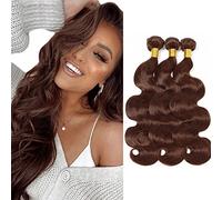 Creuost 26 28 30 Inch Bundles Human Hair Extension Body Wave Bundles Unprocessed Brazilian Virgin Hair #4 Chocolate Brown Minimal detachment For Women 3 Bundles Total 300g