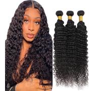 Creuost 26 28 30 Inch Bundles Human Hair Extension Deep Wave Bundles Unprocessed Brazilian Virgin Hair #1b Natural Black Minimal detachment For Women 3 Bundles Total 300g
