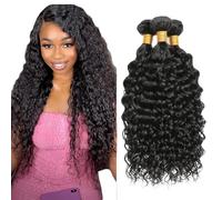 Creuost 26 28 30 Inch Kinky Curly Human Hair Bundles 1B Natural Black Pelucas Mujer Pelo Natural Extensions Double Weft Unprocessed Brazilain Hair Weave Extension With Minimal Tangle 3 Bundles 300g