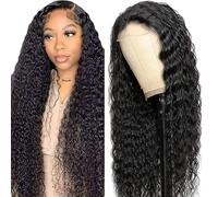 Creuost 26 orlach Deep Wave 4X1 Lace Frontal Human Hair Wig Suiza encaje peluca de pelo real Sra Unprocessed Brazilian Virgin Hair Pre Plucked With Natural Hairline 1b Natural Black