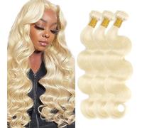 Creuost 28 30 32 pulgada #613 Color Human Hair Extension Unprocessed Brazilian Light Blonde Body Wave Bundles Double Weft Cabello humano Extensions With Minimal Shedding Silky and Soft
