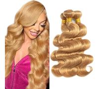 Creuost 30 30 30 pulgadas Body Wave Bundles Humanos Hair Extensions Extensiones de Cabello Humano Mujer Peluca Mujer Sin Procesar Brazilian Cabello Virgen Weave #27 Honey Blonde 3 paquetes Total 300 g
