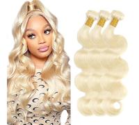 Creuost 30 32 34 Inch #613 Color Human Hair Extension Unprocessed Brazilian Light Blonde Body Wave Bundles Double Weft Cabello humano Extensions With Minimal Shedding Silky and Soft