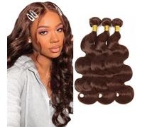 Creuost 30 32 34 pulgadas #4 Chocolate Brown Bundles Human Hair Extensions Body Wave Brasil pelo humano sin procesar Brasil Virgin Hair Weave 3 paquetes total 300 g para mujeres