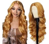 Creuost 30 Inch 4x4 Swiss Lace Frontal Human Hair Wig Suiza encaje peluca de pelo real Sra Body Wave 150% Density #27 Honey Blonde Brazilian Virgin Hair Pre Plucked Baby Hair Minimal Tangle