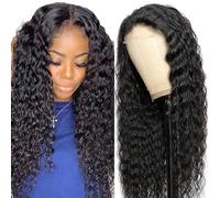 Creuost 4x1 HD Lace Frontal Human Hair Wig Deep Wave 150% Density 1b Natural Black Brazilian Virgin Hair Pre Plucked Baby Hair No Tangle No Smell 30 Inch