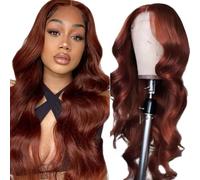 Creuost Body Wave 4X1 Lace Frontal Human Hair Wig Suiza encaje peluca de pelo real Sra Unprocessed Brazilian Virgin Hair Pre Plucked With Natural Hairline #33 Reddish Brown 22 orlach
