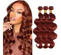 Creuost Bundles Human Hair Extension Body Wave cabello humano Bundles Unprocessed Brazilian Virgin Hair #33 Reddish Brown Minimal detachment For Women 3 Bundles Total 150g 26 28 30 Inch