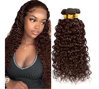 Creuost Bundles Human Hair Extension Water Wave cabello humano Bundles Unprocessed Brazilian Virgin Hair #4 Chocolate Brown Minimal detachment For Women 3 Bundles Total 150g 26 28 30 Inch