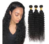 Creuost Deep Wave Human Hair Bundles 1B Natural Black Perrucas para mujer Extensions Double Weft Unprocessed Brazilain Remy Hair Weave Extension With Minimal Tangle 3 Bundles Total 300g 18 20 22 Inch