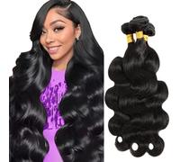 Creuost Extensiones de cabello humano de 24 a 26 28 pulgadas, extensiones de cabello humano brasileño, sin procesar, brasileño, 1B, color negro natural, 3 paquetes, 150 g para mujeres