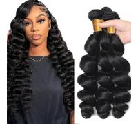 Creuost Extensiones de cabello humano de 28 a 30 a 32 pulgadas, pelo brasileño sin procesar, 1B natural negro, 3 paquetes, 300 g para mujeres