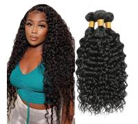 Creuost Kinky Curly Human Hair Bundles 1B Natural Black Pelucas Mujer Pelo Natural Extensions Double Weft Unprocessed Brazilain Hair Weave Extension With Minimal Tangle 3 Bundles 300g 20 22 24 Inch