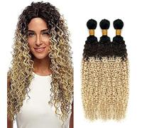 Creuost Water Wave Bundles Humanos Hair Extensiones de Cabello Humano Mujer Peluca Mujer Sin Procesar Brasileño Virgin Hair Weave #1B/4/613 Rubio Ombre 3 paquetes Total 300 g 20 22 24 pulgadas