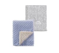 CREVENT 2 mantas de bebé de 30 x 40 pulgadas, acogedoras, esponjosas y cálidas para bebés, ropa de cama para cuna, cochecito, nube gris + sherpa azul