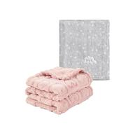 CREVENT 2 Mantas de bebé de 75 cm x 100 cm, acogedoras, esponjosas y cálidas para bebés, Ropa de Cama para Cuna, Cochecito, Nube Gris + Sherpa Rosa