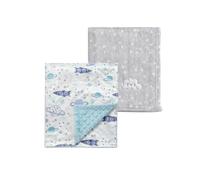 CREVENT 2 Mantas de bebé de 75 cm x 100 cm, acogedoras, esponjosas y cálidas para bebés, Ropa de Cama para Cuna, Cochecito, Nube Gris + Espacio de visón