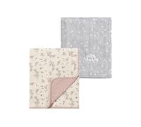 CREVENT 2 Mantas de bebé de 75 cm x 100 cm, acogedoras, esponjosas y cálidas para bebés, Ropa de Cama para Cuna, Cochecito, Nube Gris + Flor de Muselina
