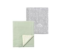 CREVENT 2 Mantas de bebé de 75 cm x 100 cm, acogedoras, esponjosas y cálidas para bebés, Ropa de Cama para Cuna, Cochecito, Nube Gris + Muselina Verde