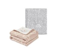 CREVENT 2 Mantas de bebé de 75 cm x 100 cm, acogedoras, esponjosas y cálidas para bebés, Ropa de Cama para Cuna, Cochecito, Nube Gris + Rosa de Punto