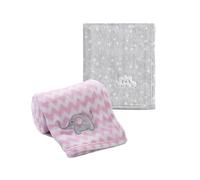 CREVENT 2 Mantas de bebé de 75 cm x 100 cm, acogedoras, esponjosas y cálidas para bebés, Ropa de Cama para Cuna, Cochecito, Nube Gris + Elefante