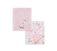 CREVENT - 2 Mantas Polares Suaves, Ligeras y agradables para la Cuna. Ideal para bebés y niños pequeños, Unisex (75 x 100 cm, con Estampados de Jirafa y Unicornio)