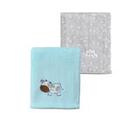 CREVENT 2 Piezas 75cm x 100cm Mantas de bebé Lindas, acogedoras, esponjosas y cálidas para bebés y niños pequeños, Ropa de Cama para Cuna, cot, Cochecito - Nube Gris + Vaca Azul