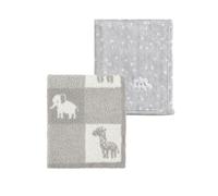 CREVENT 2 Piezas de Mantas para bebé de 75 x 100 cm, Suaves, Ligeras y agradables para la Cuna, Cochecito, Unisex (Gris con el Bordado de una Nube + Gris con el Bordado de un Animal Tejido)