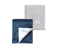 CREVENT 2 piezas mantas de bebé de 75cm x 100cm, lindas, acogedoras, esponjosas y cálidas para bebés y niños pequeños, ropa de cama para cuna, cot, cochecito - Nube gris + Sherpa azul marino