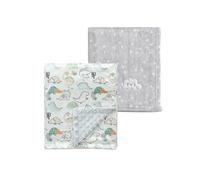 CREVENT Juego de 2 Mantas de 75 x 100 cm para bebés y niños pequeños, con diseño de Nube Gris y Dinosaurio