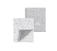 CREVENT Juego de 2 Mantas de 75 x 100 cm para bebés y niños pequeños, Ropa de Cama, Cuna, Cochecito de bebé, Color Gris Nube + Noche