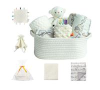 CREVENT Juego de Regalo de Bienvenida para bebé con 2 Mantas + 1 Manta de Seguridad + 1 Etiqueta + 1 Bolsa de Regalo con Cinta (Marfil)