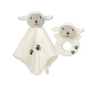 CREVENT Loveys - Manta de peluche para bebé con diseño de animales de ratán, para bebés (ovejas + campana)
