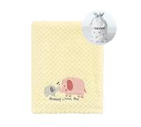 CREVENT Manta cálida y acogedora de 75 x 100 cm para bebés y niñas, para Cuna, Cochecito, Baby Shower, cumpleaños, Regalo para recién Nacidos, Elefante Marfil