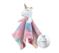 CREVENT Manta de Felpa para bebé, Juguete Adorable y Suave para Dormir, Forro Polar Frontal + Reverso con Cara de Animal (Unicornio)
