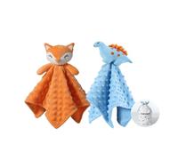 CREVENT Manta de peluche para bebé de peluche para niñas y niños, cumpleaños (zorro + dinosaurio)