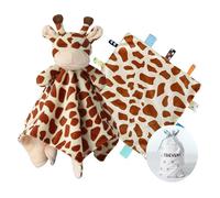 CREVENT - Manta de peluche suave para bebé, con peluche para niña y niño, regalo de cumpleaños (jirafa + etiqueta con puntos)