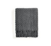 CREVENT Manta de Punto Bohemio para sofá, Silla, Cama, decoración del hogar, Suave, cálida, acogedora, Ligera, para Primavera, Verano y otoño (50 x 60 Pulgadas, Gris Oscuro)