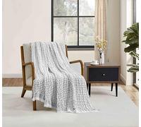 CREVENT Manta de Punto gofre Suave Transpirable de 127X152cm para sofá, Silla, Cama, Manta al Aire Libre para Viajes, Color Gris