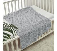 CREVENT Manta de Sherpa Suave y cálida de 30 x 40 Pulgadas para niñas y niños, artículos Esenciales para recién Nacidos, Regalo de Baby Shower, corazón Gris, 75 x 100 cm + Bolsa de Regalo con Cinta