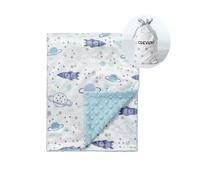 CREVENT - Manta de visón para niñas y niños, Unisex, Suave y cómoda, con Respaldo de Lunares, para recién Nacidos y niños pequeños, 75 x 100 cm (Espacio)