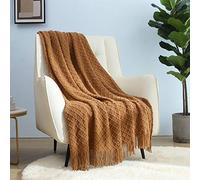 CREVENT - Manta Decorativa rústica Tejida para el sofá, la Silla, la Cama o para Viajes, cálida, Ligera y Suave, para Todas Las Estaciones, (127 X 152 cm, Color marrón)